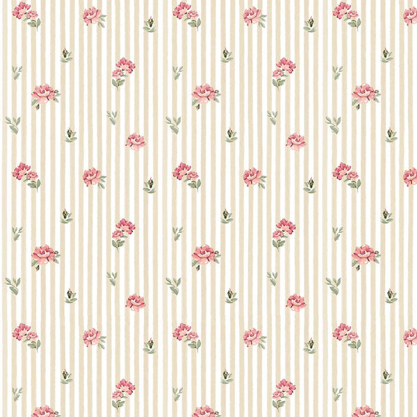 Papel de Parede Pink roses on stripes – Dekornik – imagem 3