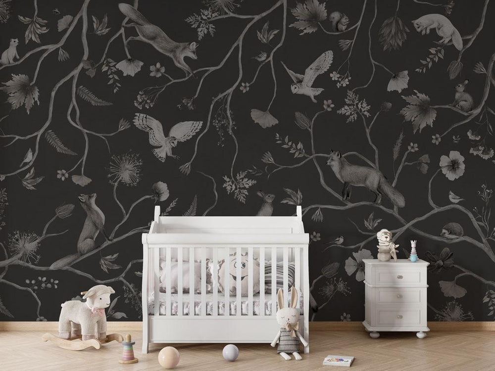 Mural Playful Forest Monochrome black – Kikki Belle – imagem 1