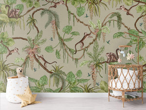 Mural Playful Monkeys green – Kikki Belle – imagem 2