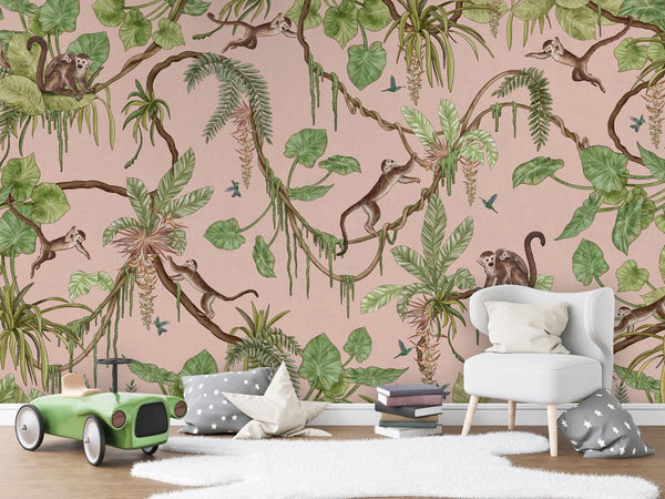 Mural Playful Monkeys pink – Kikki Belle – imagem 2