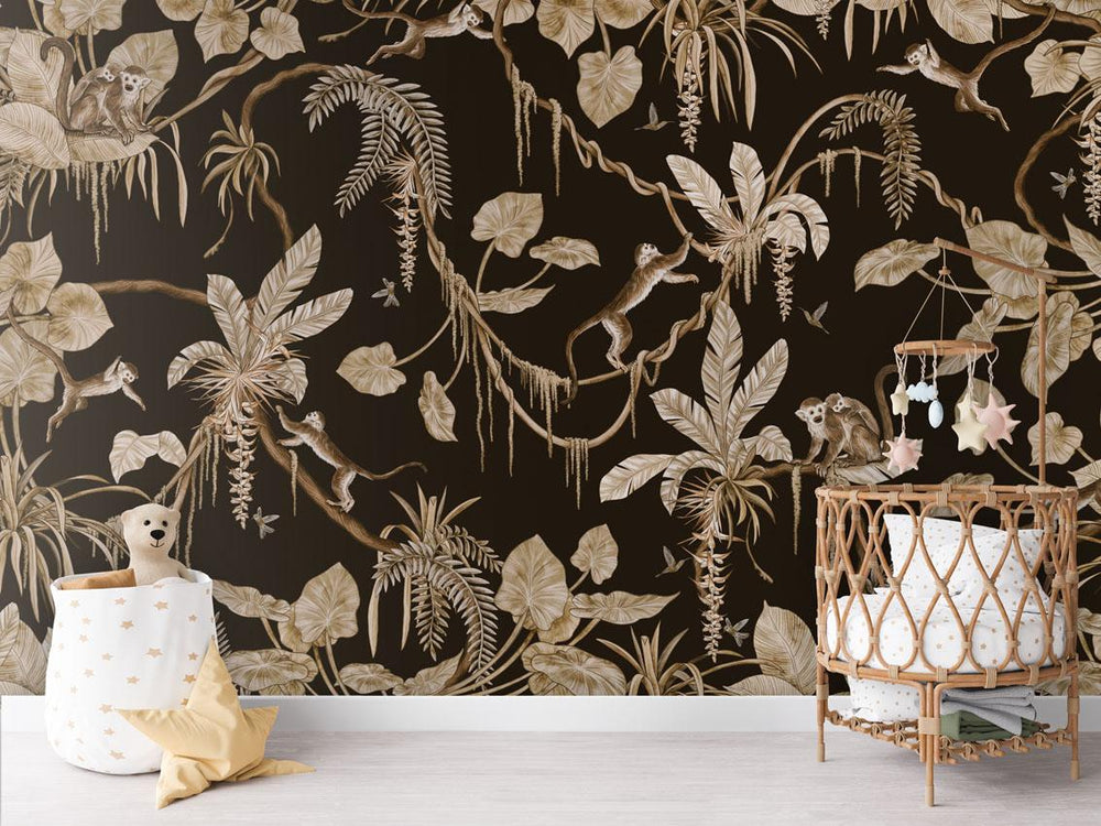 Mural Playful Monkeys Vintage black – Kikki Belle – imagem 1