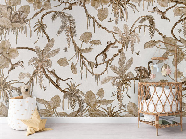 Mural Playful Monkeys Vintage white – Kikki Belle – imagem 2