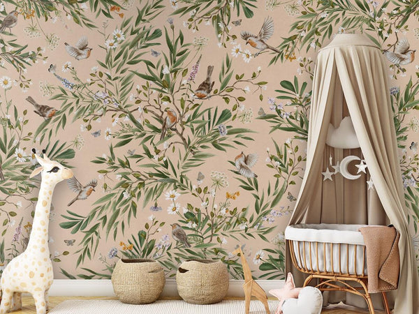 Mural Playful Robins beige – Kikki Belle – imagem 2