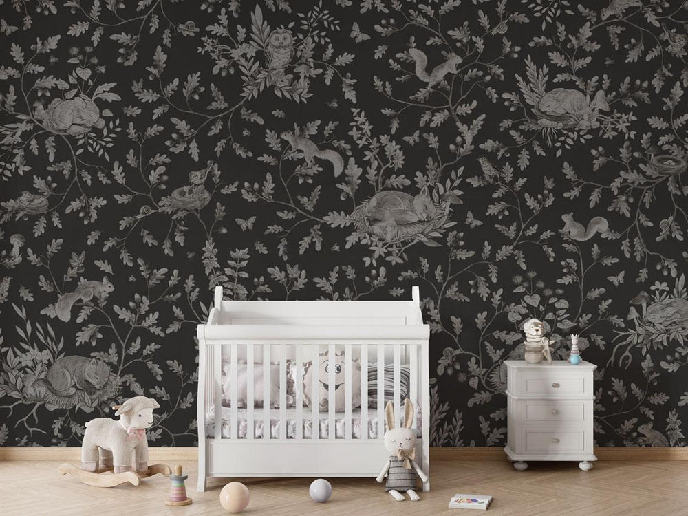 Mural Playful Woods Monochrome black – Kikki Belle – imagem 1