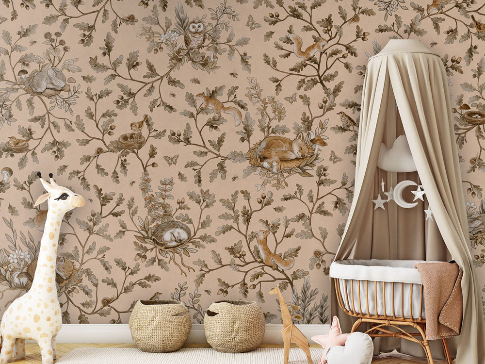 Mural Playful Woods Vintage beige – Kikki Belle – imagem 1