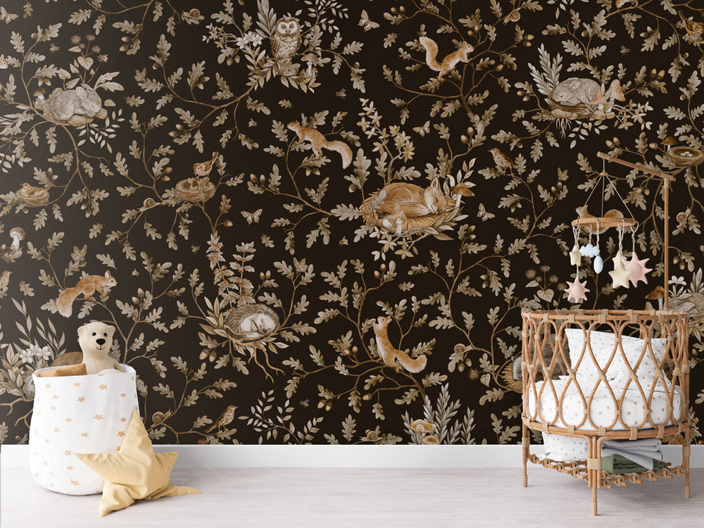 Mural Playful Woods Vintage black – Kikki Belle – imagem 1