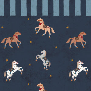 Papel de Parede Spanish horses with border blue – Dekornik – imagem 1