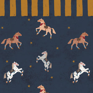 Papel de Parede Spanish horses with border yellow – ochre – Dekornik – imagem 1
