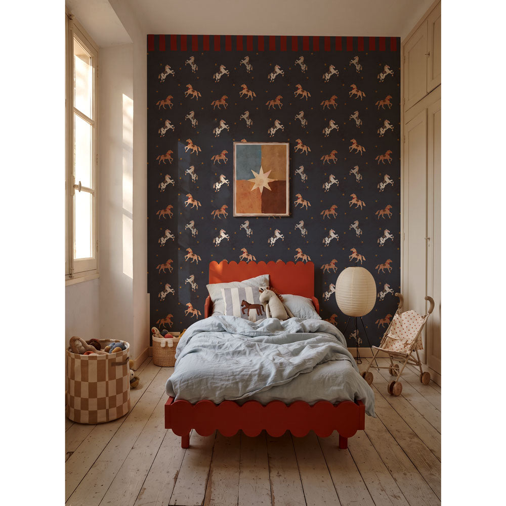 Papel de Parede Spanish horses with border red – Dekornik – imagem 1