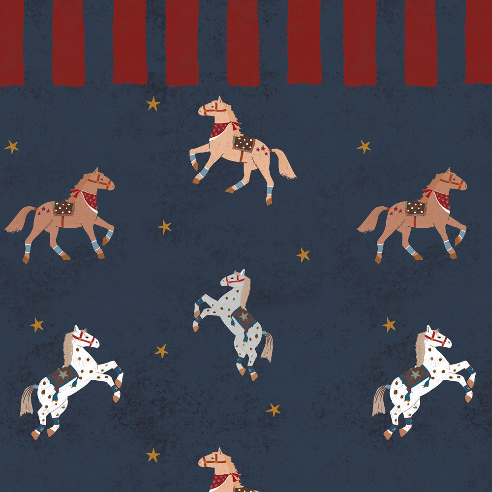 Papel de Parede Spanish horses with border red – Dekornik – imagem 1