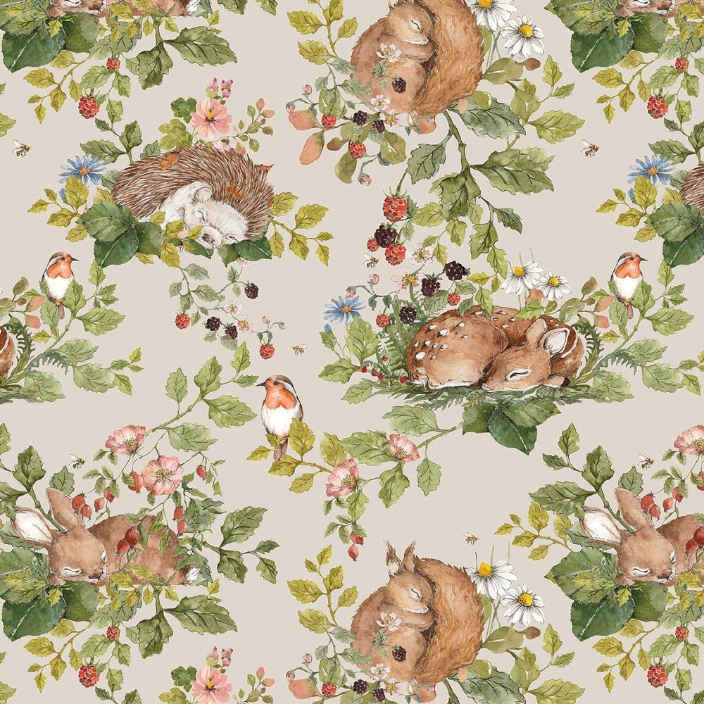Papel de Parede Little Sleepy Animals Light – Dekornik – imagem 1