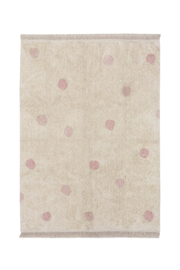 Tapete lavável Hippy Dots Natural–Rosa Vintage — Lorena Canals