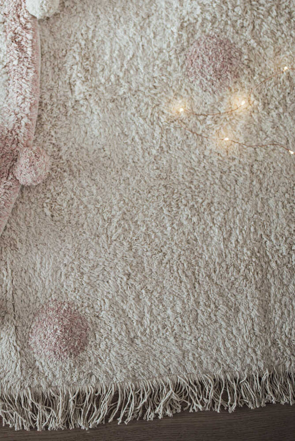 Tapete lavável Hippy Dots Natural–Rosa Vintage — Lorena Canals