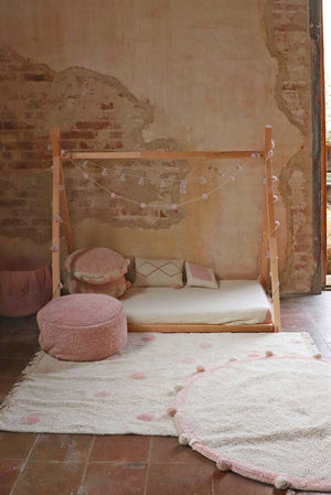 Tapete lavável Hippy Dots Natural–Rosa Vintage — Lorena Canals