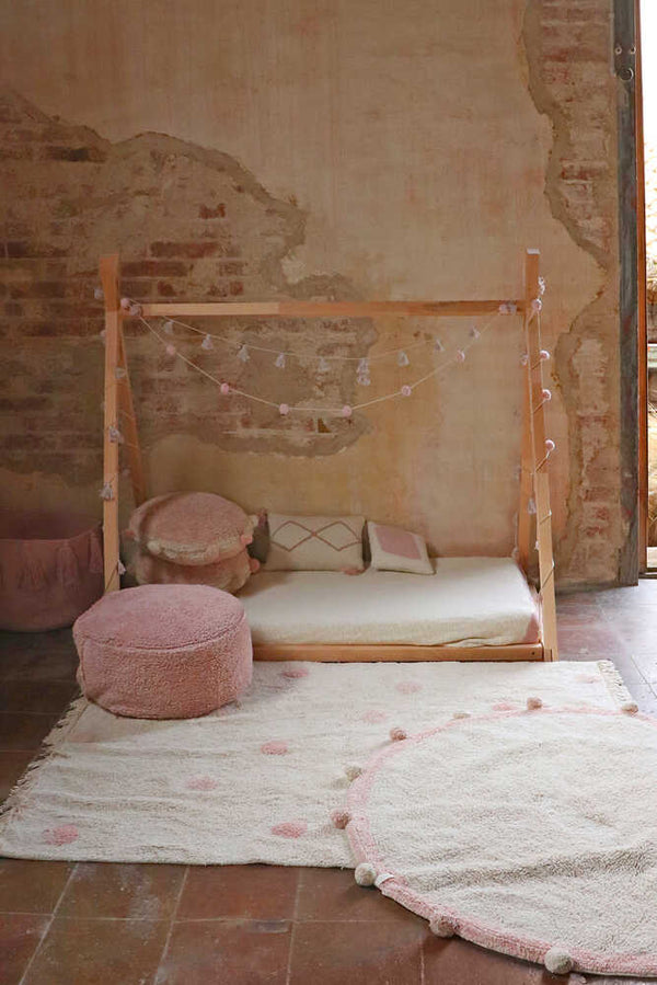 Tapete lavável Hippy Dots Natural–Rosa Vintage — Lorena Canals