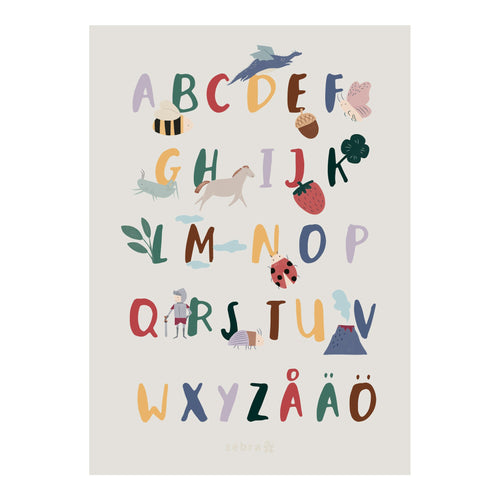 Póster Alfabeto Pixie e Dragon — sueco | Sebra — Multicolored