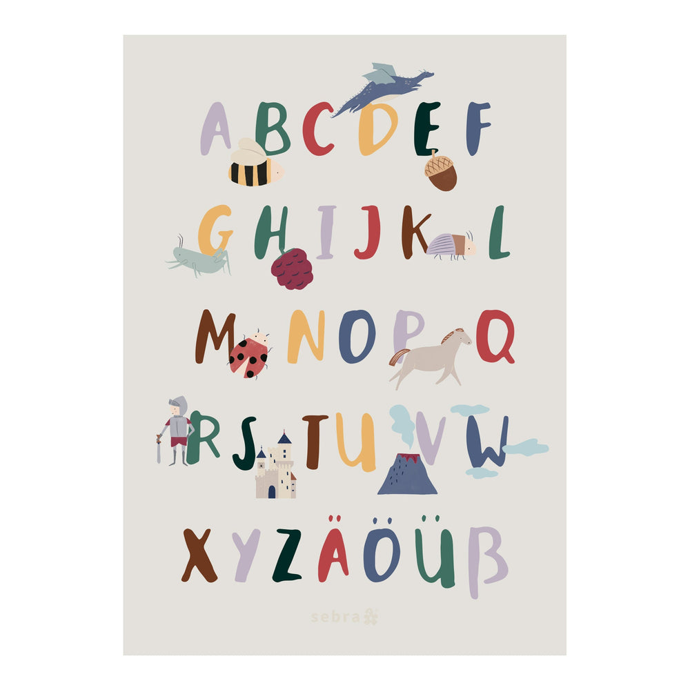 Póster Alfabeto Pixie e Dragon — alemão | Sebra — Multicolored