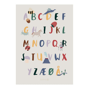 Póster Alfabeto Pixie e Dragon — dinamarquês | Sebra — Multicolored