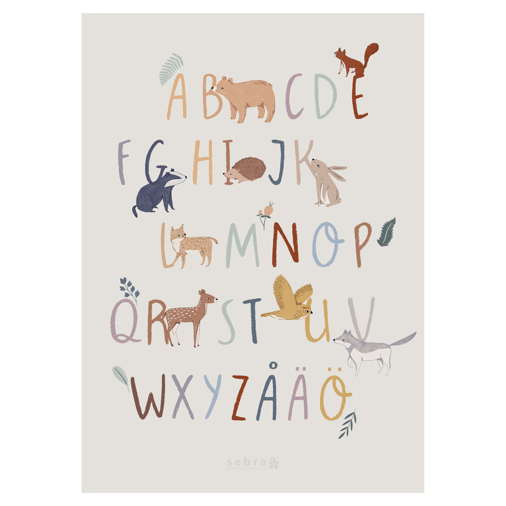 Póster Alfabeto Nightfall — sueco | Sebra — Multicolored