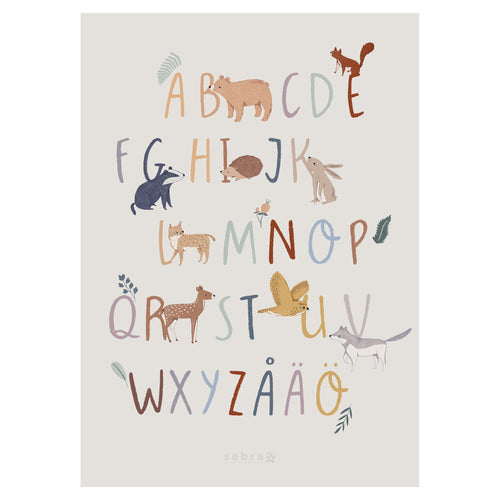 Póster Alfabeto Nightfall — sueco | Sebra — Multicolored