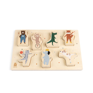 Puzzle de madeira Teeny Toes e Busy Builders | Sebra — Multi