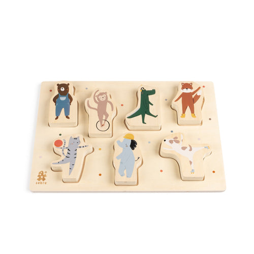 Puzzle de madeira Teeny Toes e Busy Builders | Sebra — Multi