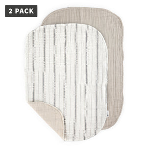 Toalhas para muda-fraldas em musselina — 2 unidades | Sebra — Cream stripe