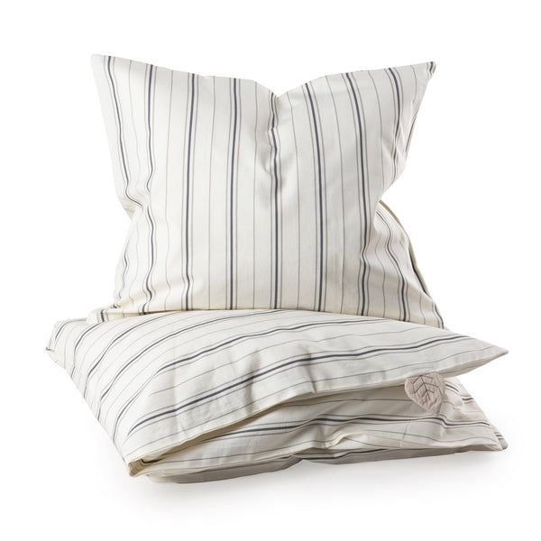 Roupa de cama júnior em percal — tamanho DK | Sebra — Cream stripe