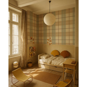 Papel de Parede Check maxi beige blue red – Dekornik – imagem 2