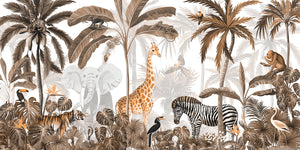 Mural Jungle Jive Sepia seamless panorama – Kikki Belle – imagem 1