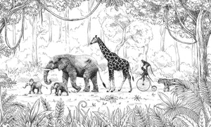 Mural Animal Parade BW – Kikki Belle – imagem 1
