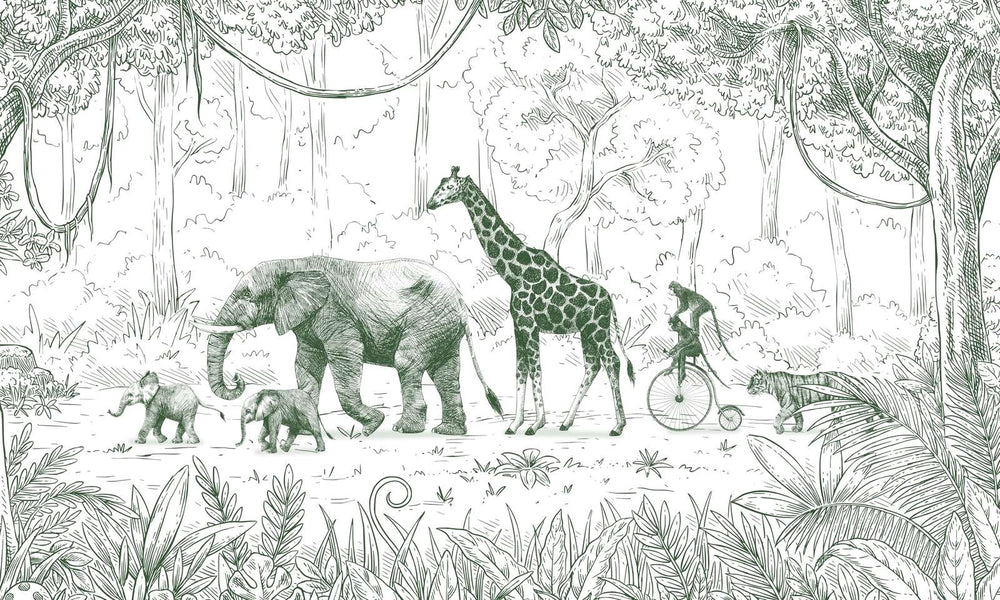 Mural Animal Parade Green – Kikki Belle – imagem 1