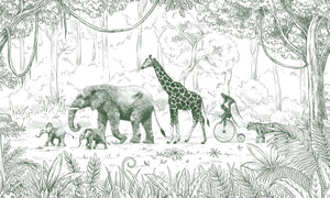 Mural Animal Parade Green – Kikki Belle – imagem 1