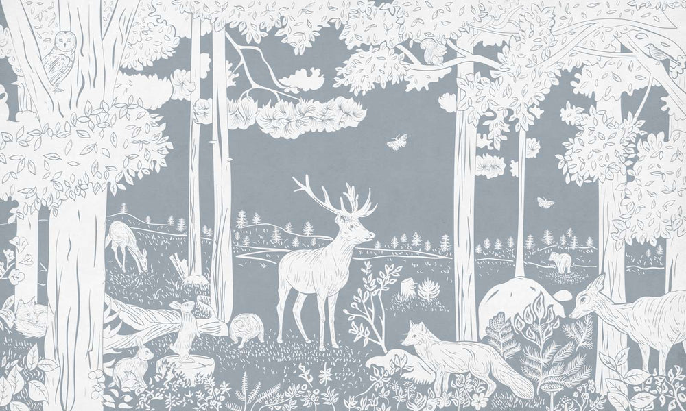 Mural Monochrome Forest Blue – Kikki Belle – imagem 1