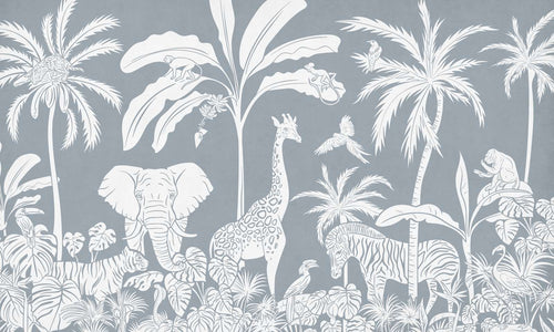 Mural Monochrome Jungle Blue – Kikki Belle – imagem 1