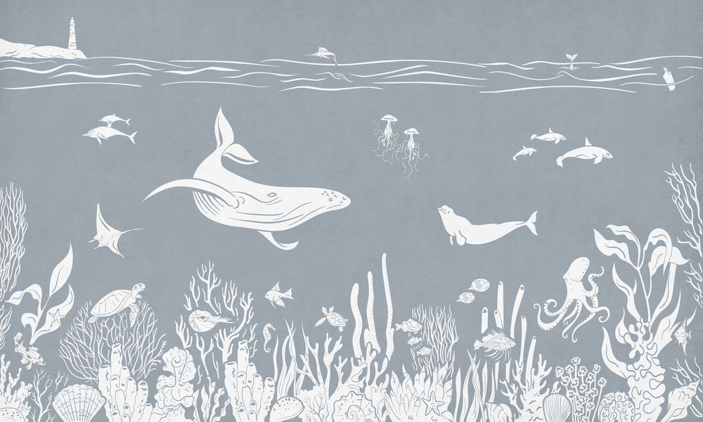 Mural Monochrome Sea Blue – Kikki Belle – imagem 1