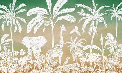 Mural Monochrome Jungle Green Sky – Kikki Belle – imagem 1