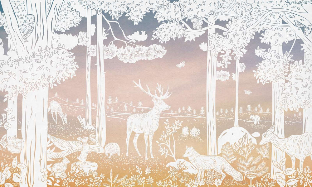 Mural Monochrome Forest Pink Sky – Kikki Belle – imagem 1