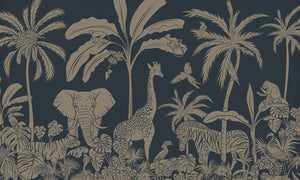 Mural Monochrome Jungle Blue Vintage – Kikki Belle – imagem 1