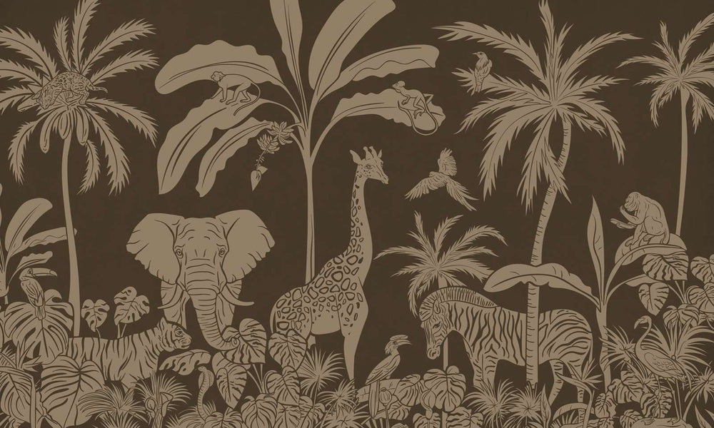 Mural Monochrome Jungle Brown Vintage – Kikki Belle – imagem 1