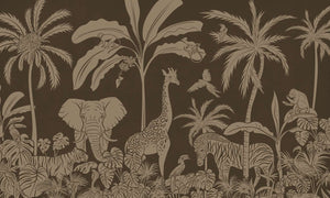 Mural Monochrome Jungle Brown Vintage – Kikki Belle – imagem 1