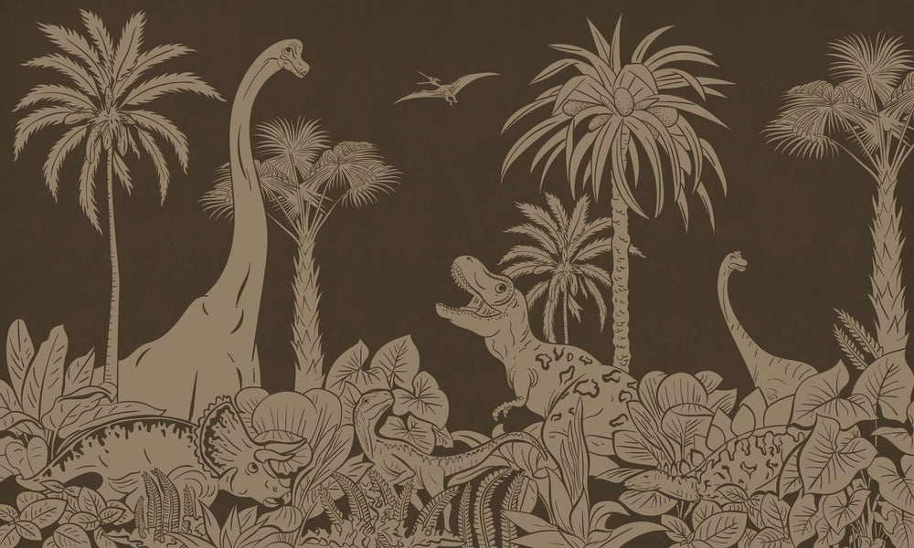 Mural Monochrome Dino Brown Vintage – Kikki Belle – imagem 1