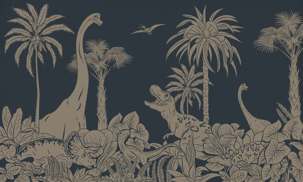 Mural Monochrome Dino Blue Vintage – Kikki Belle – imagem 1