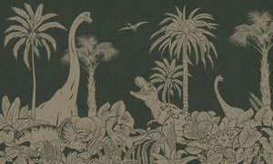 Mural Monochrome Dino Green Vintage – Kikki Belle – imagem 1