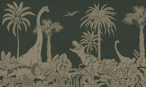 Mural Monochrome Dino Green Vintage – Kikki Belle – imagem 1