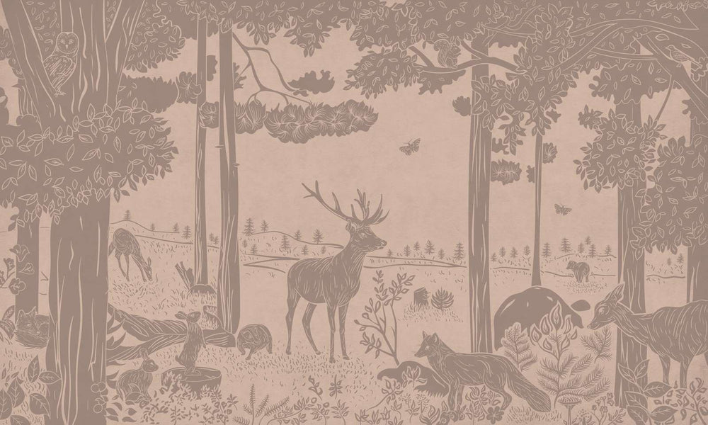 Mural Monochrome Forest Pink Vintage – Kikki Belle – imagem 1