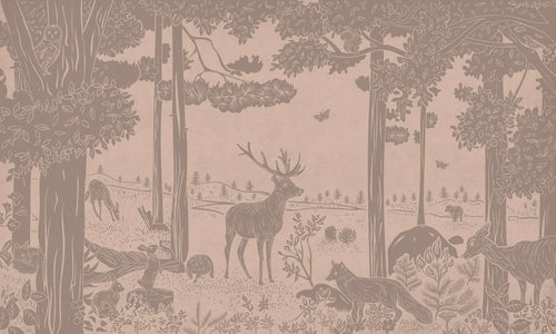 Mural Monochrome Forest Pink Vintage – Kikki Belle – imagem 1