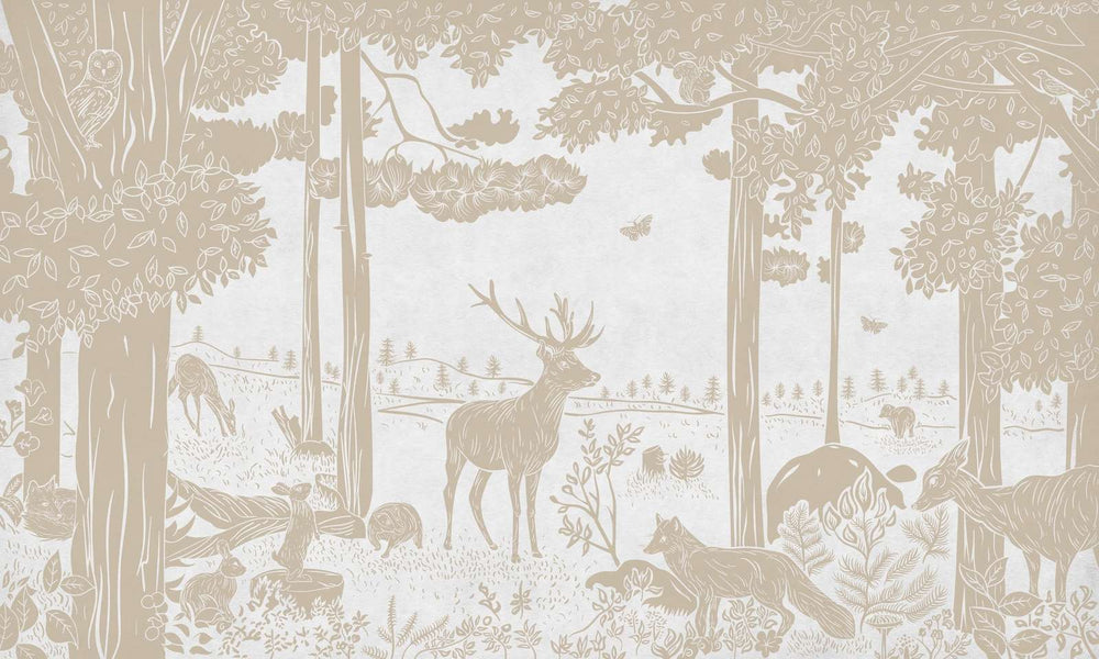 Mural Monochrome Forest White Vintage – Kikki Belle – imagem 1