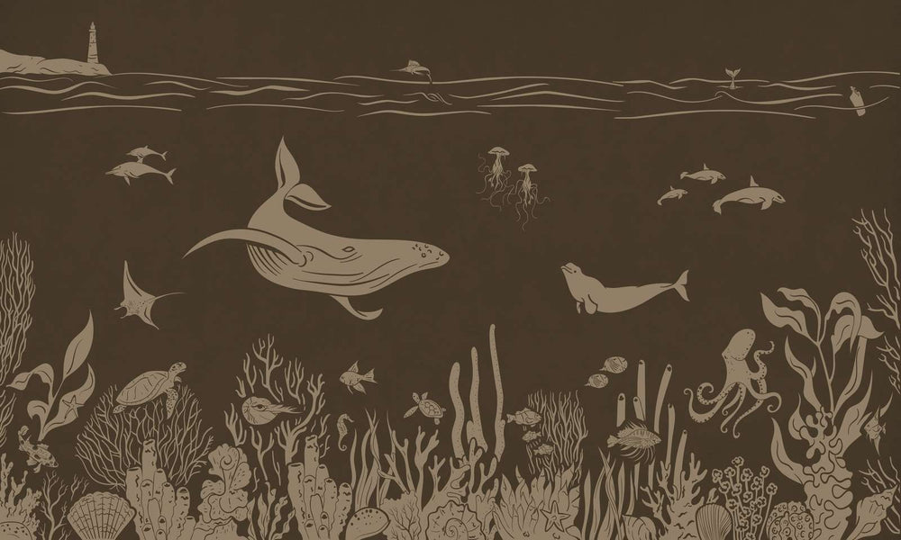 Mural Monochrome Sea Brown Vintage – Kikki Belle – imagem 1