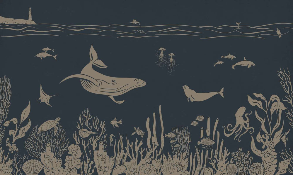 Mural Monochrome Sea Blue Vintage – Kikki Belle – imagem 1